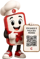 Mascote da Cardapp segurando uma plaquinha de QR Code